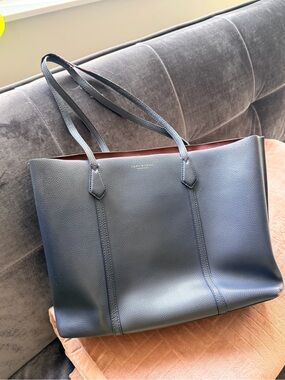 Tory Burch Navy Leather Reversible Tote